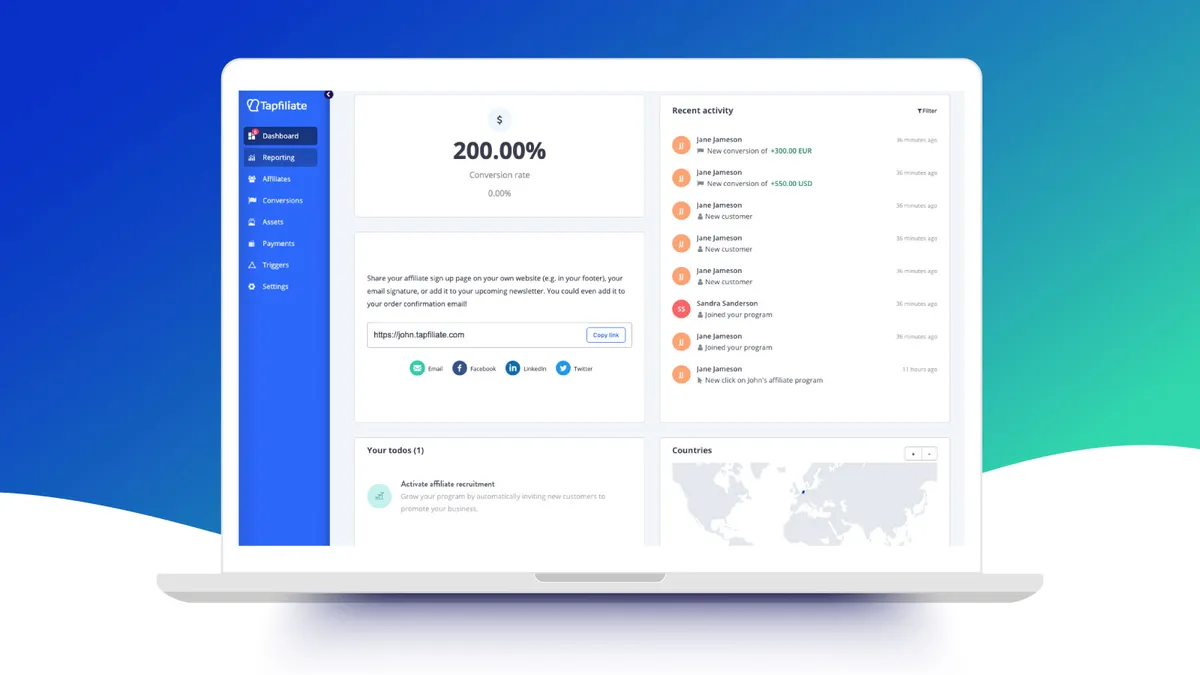 Tapfiliate : test de l'interface de ce logiciel d'affiliation pour entreprise Tapfiliate : test de l'interface de ce logiciel d'affiliation pour entreprise