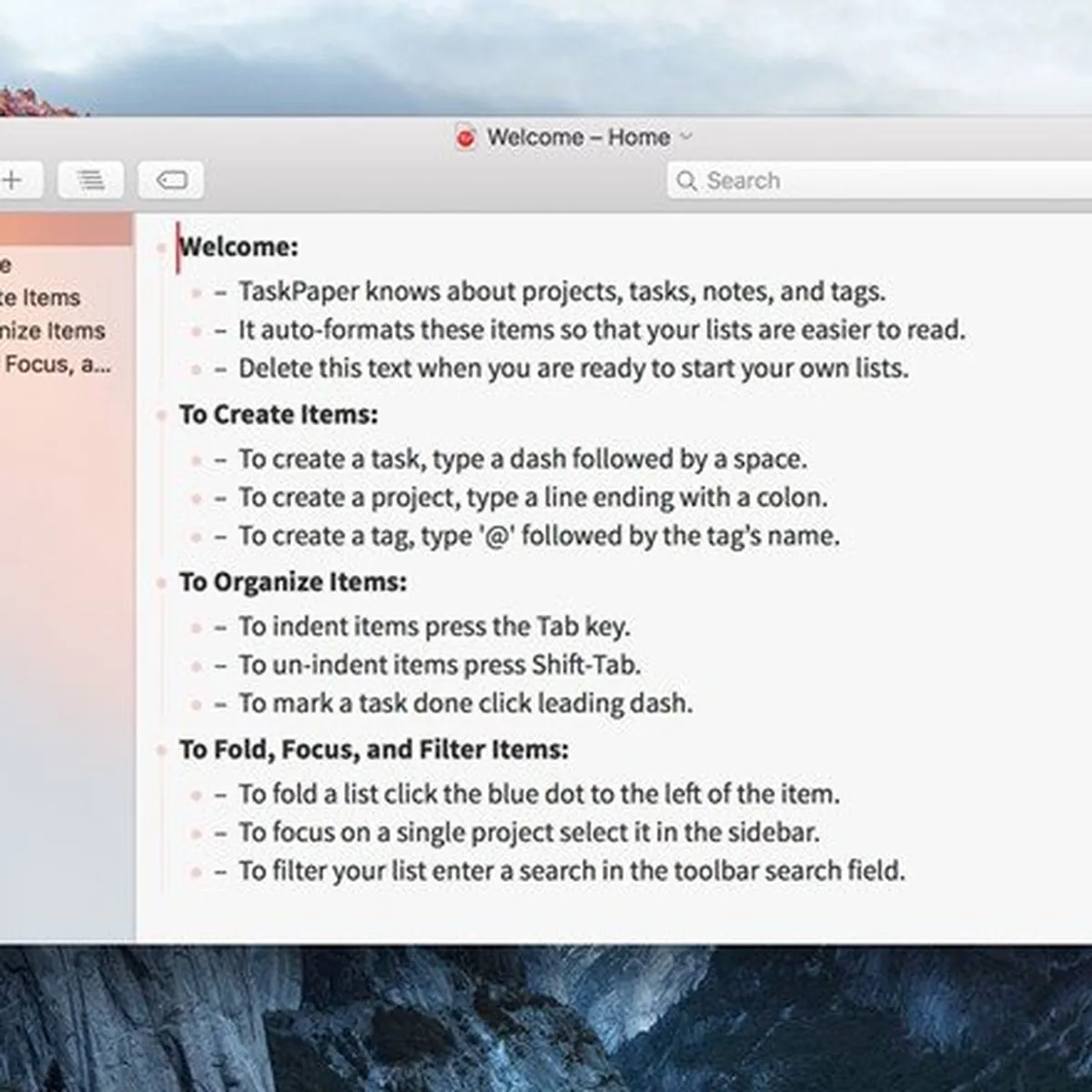 TaskPaper : test de l'interface de ce logiciel de to-do list pour entreprise