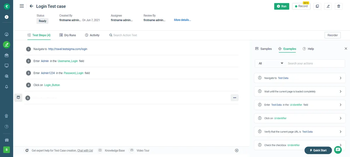 Testsigma : test de l'interface de ce logiciel de gestion des tests pour entreprise