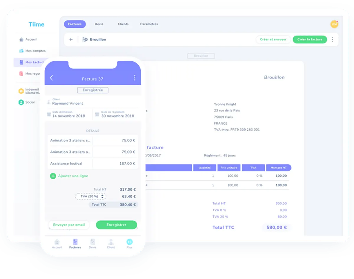Tiime : Interface desktop 3