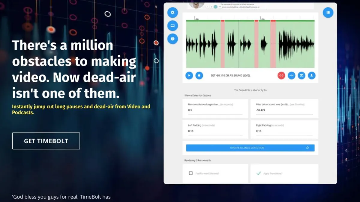 Timebolt : test de l'interface de ce logiciel de montage vidéo par IA pour entreprise