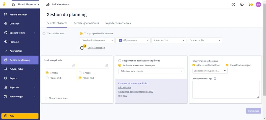 Timmi Absences : aperçu gestion planning Timmi Absences : aperçu gestion planning