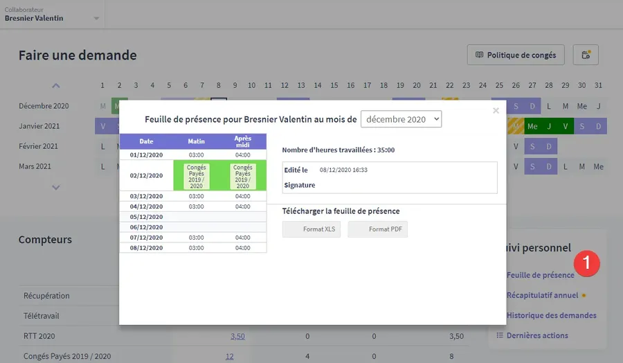 Timmi Absences : aperçu imprimer une feuille de présence Timmi Absences : aperçu imprimer une feuille de présence