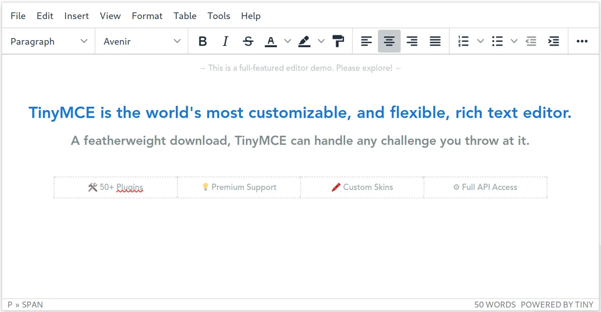 TinyMCE : test de l'interface de ce éditeur HTML WYSIWYG pour entreprise