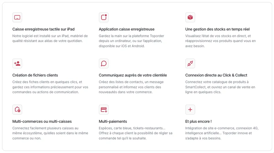 Toporder : fonctionnalités