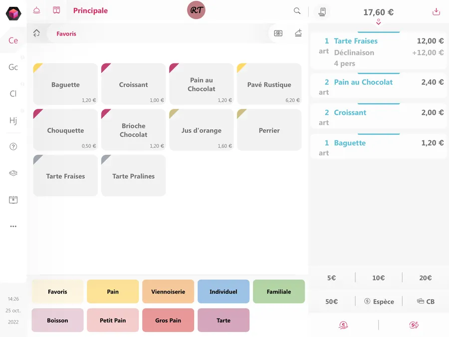 Toporder : interface caisse
