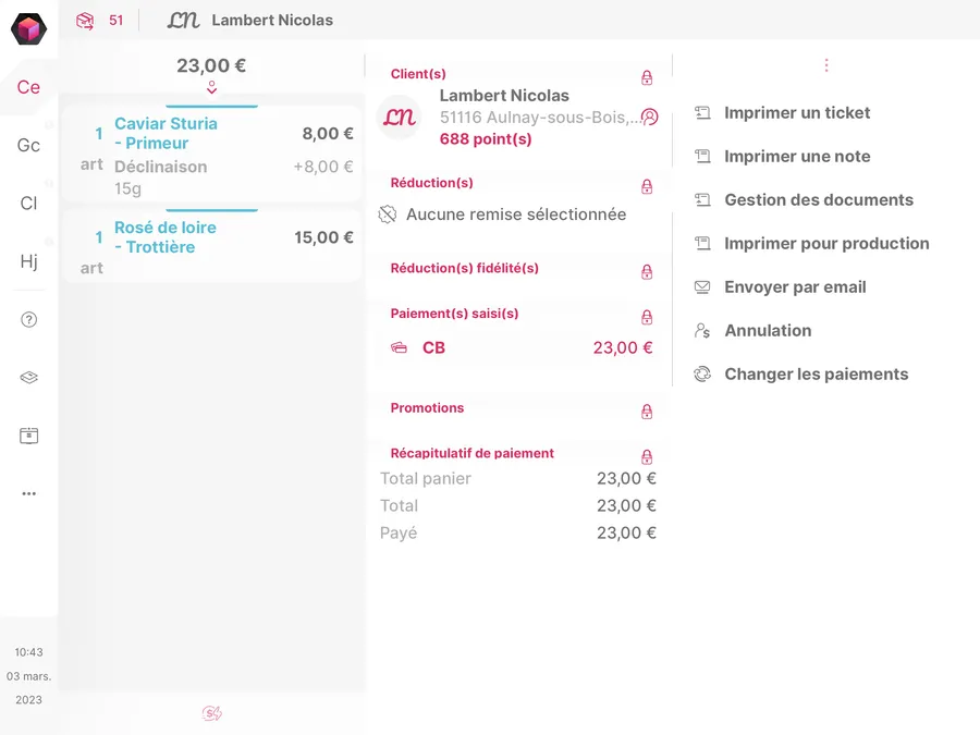 Toporder : interface ticket dématérialisé