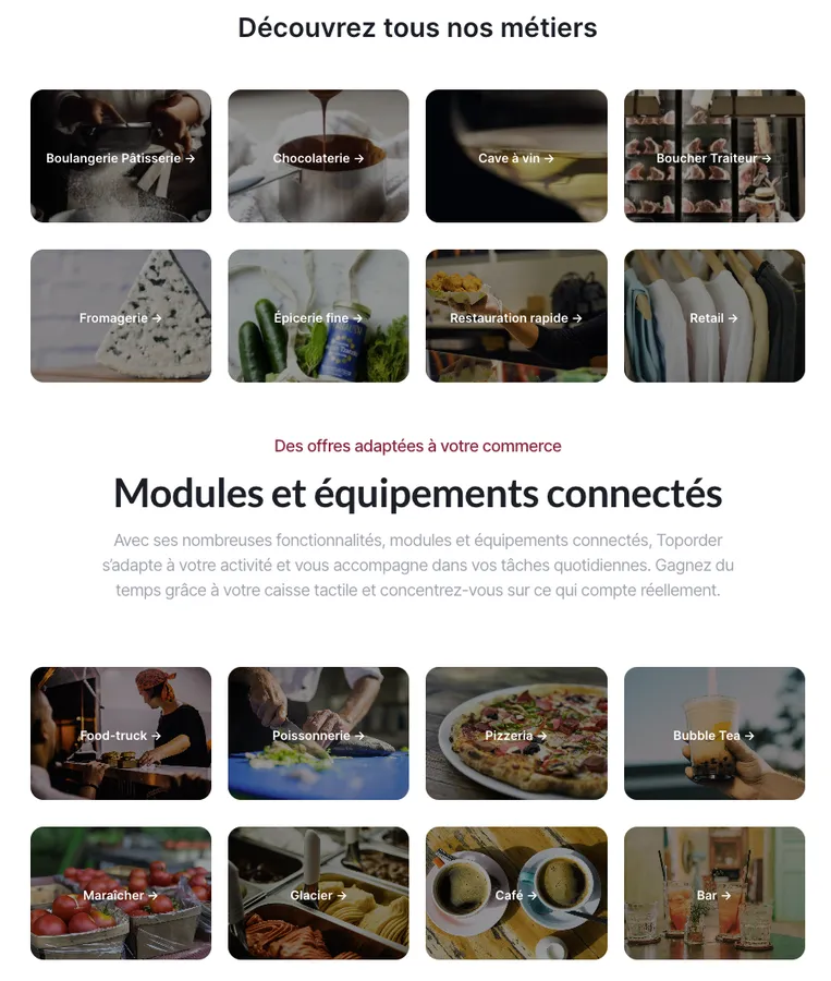 Toporder : métiers