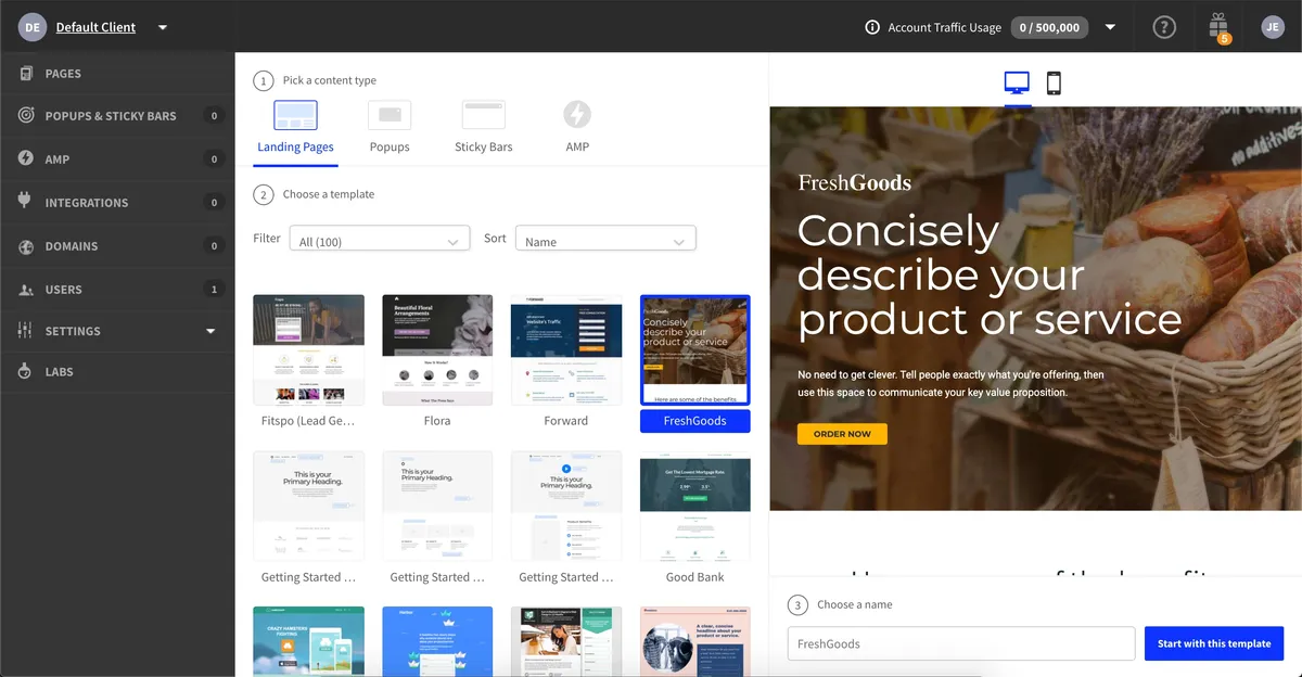 Unbounce : test de l'interface de ce logiciel de landing pages pour entreprise