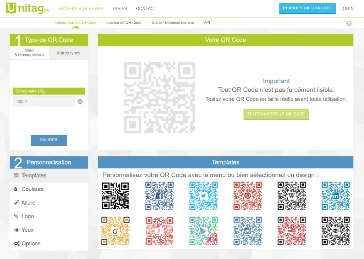 Unitag : test de l'interface de ce générateur de codes QR & codes barres pour entreprise Unitag : test de l'interface de ce générateur de codes QR & codes barres pour entreprise