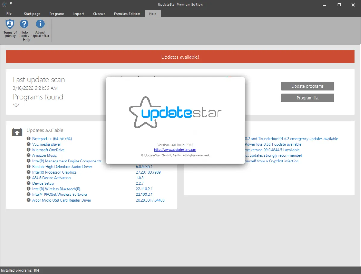 UpdateStar : test de l'interface de ce logiciel de mise à jour de pilotes / drivers pour entreprise UpdateStar : test de l'interface de ce logiciel de mise à jour de pilotes / drivers pour entreprise