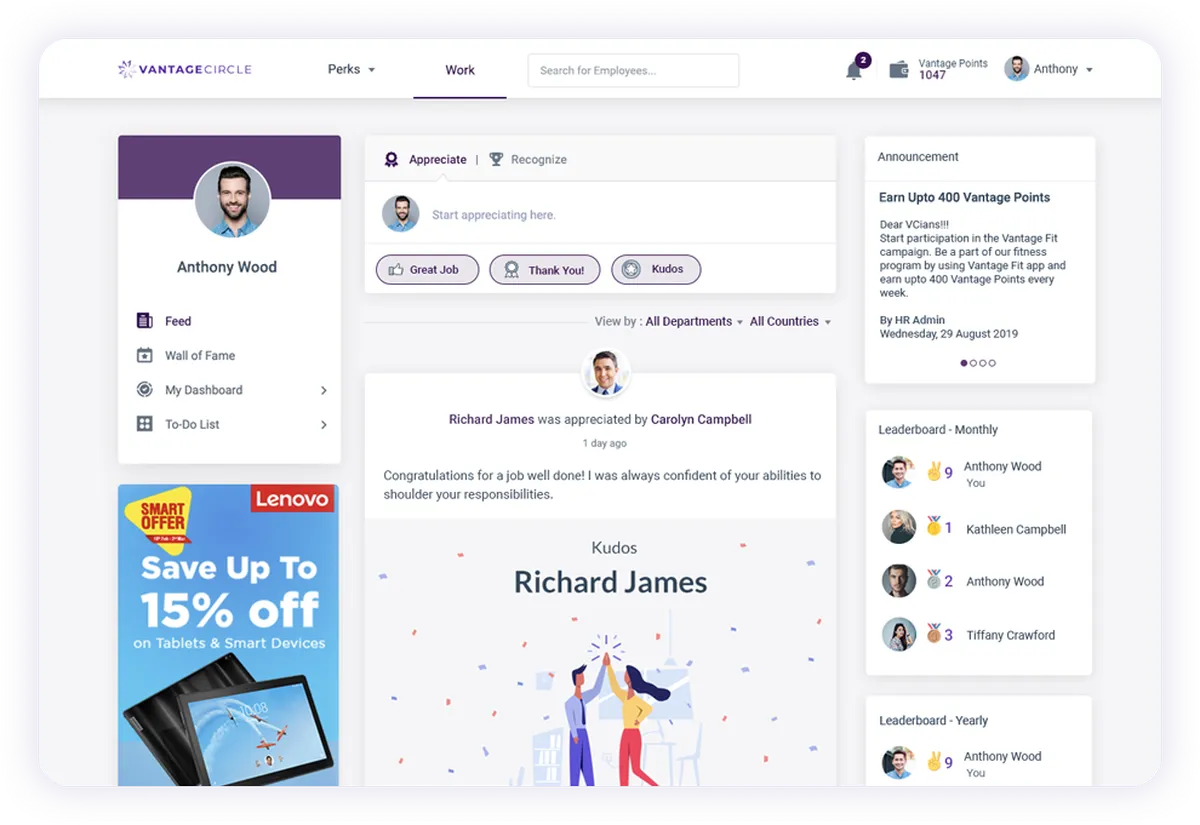 Vantage Circle : test de l'interface de ce logiciel de reconnaissance des employés pour entreprise Vantage Circle : test de l'interface de ce logiciel de reconnaissance des employés pour entreprise