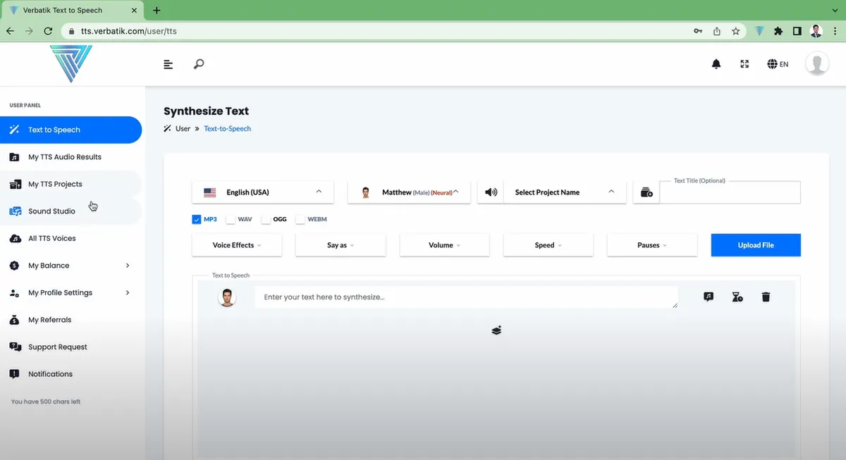 Verbatik : test de l'interface de ce logiciel de synthèse vocale pour entreprise Verbatik : test de l'interface de ce logiciel de synthèse vocale pour entreprise