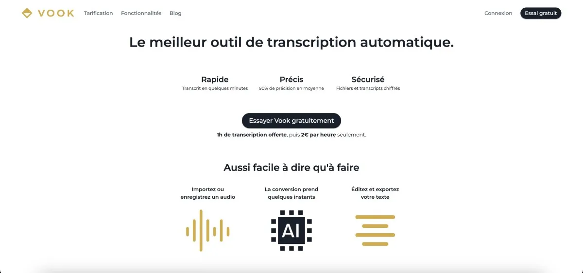 Vook.ai : test de l'interface de ce logiciel de transcription pour entreprise Vook.ai : test de l'interface de ce logiciel de transcription pour entreprise