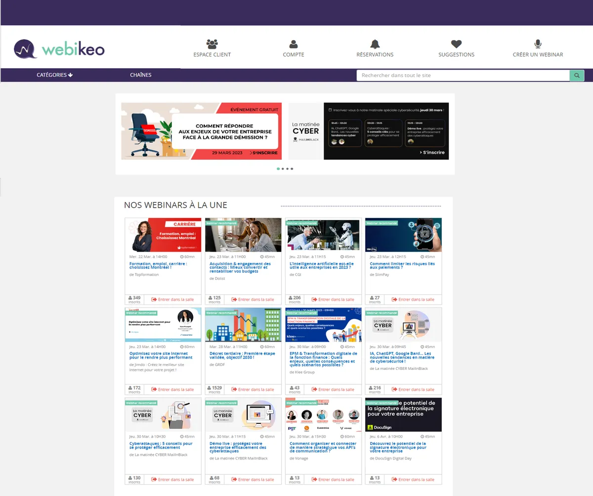Webikeo : test de l'interface de ce logiciel de webinar pour entreprise Webikeo : test de l'interface de ce logiciel de webinar pour entreprise