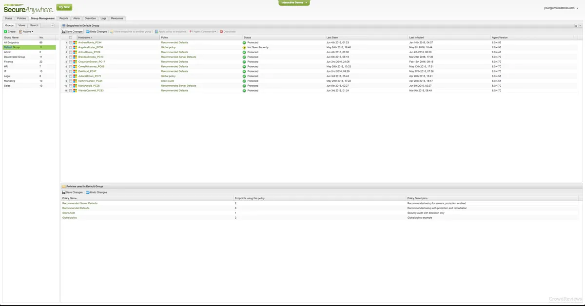 Webroot Endpoint Protection : test de l'interface de ce logiciel de supervision réseau pour entreprise Webroot Endpoint Protection : test de l'interface de ce logiciel de supervision réseau pour entreprise