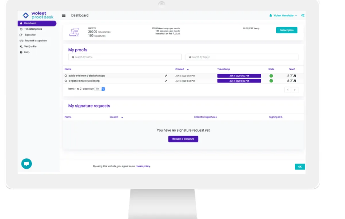 Woleet : test de l'interface de cette plateforme blockchain pour entreprise Woleet : test de l'interface de cette plateforme blockchain pour entreprise
