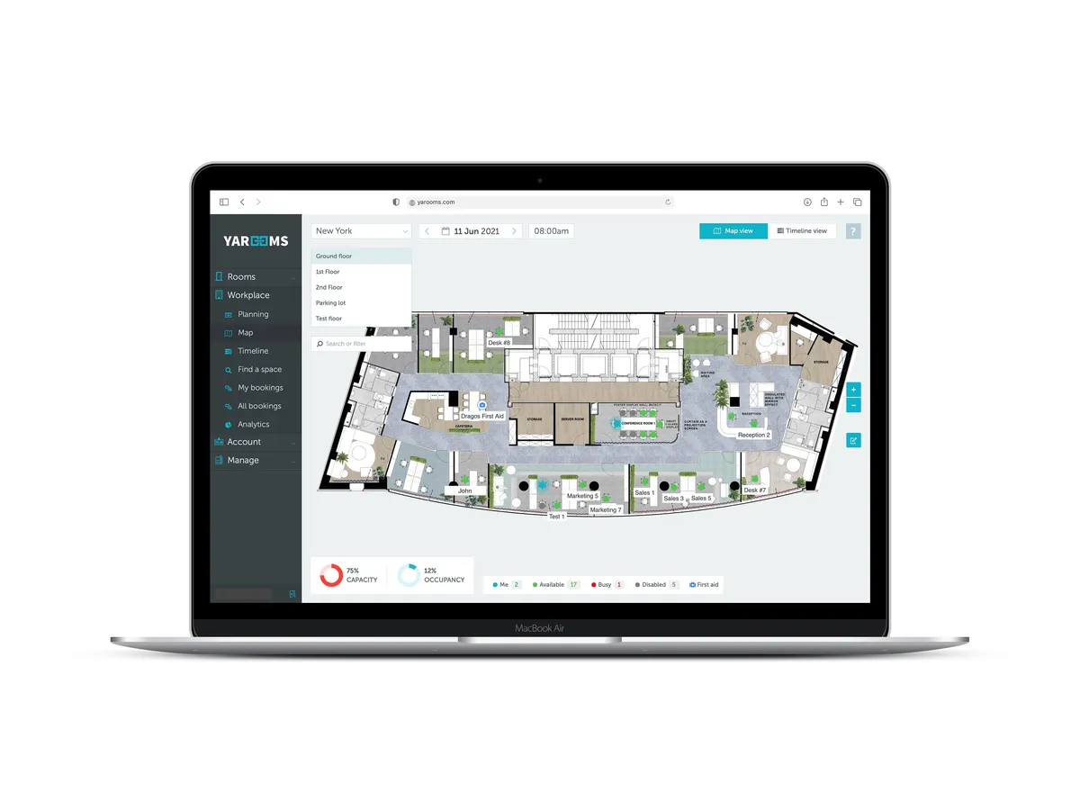 YAROOMS : test de l'interface de ce logiciel de réservation de bureau / salle de réunion pour entreprise