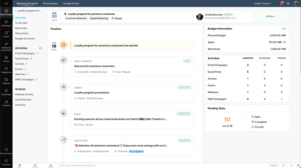 Zoho Marketing Plus : test de l'interface de ce logiciel de gestion de campagnes marketing pour entreprise Zoho Marketing Plus : test de l'interface de ce logiciel de gestion de campagnes marketing pour entreprise