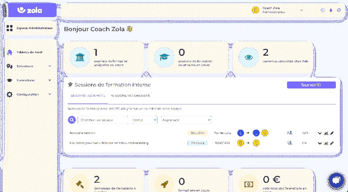 Zola : test de l'interface de ce logiciel de gestion des compétences pour entreprise Zola : test de l'interface de ce logiciel de gestion des compétences pour entreprise